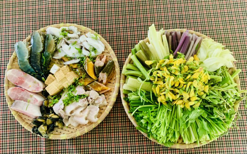 Vegetables, meat, fish, and fish sauce for cooking vermicelli and fish sauce in the Mekong Delta are all fed with alluvium from the Mekong River. Photo: Ky Lam