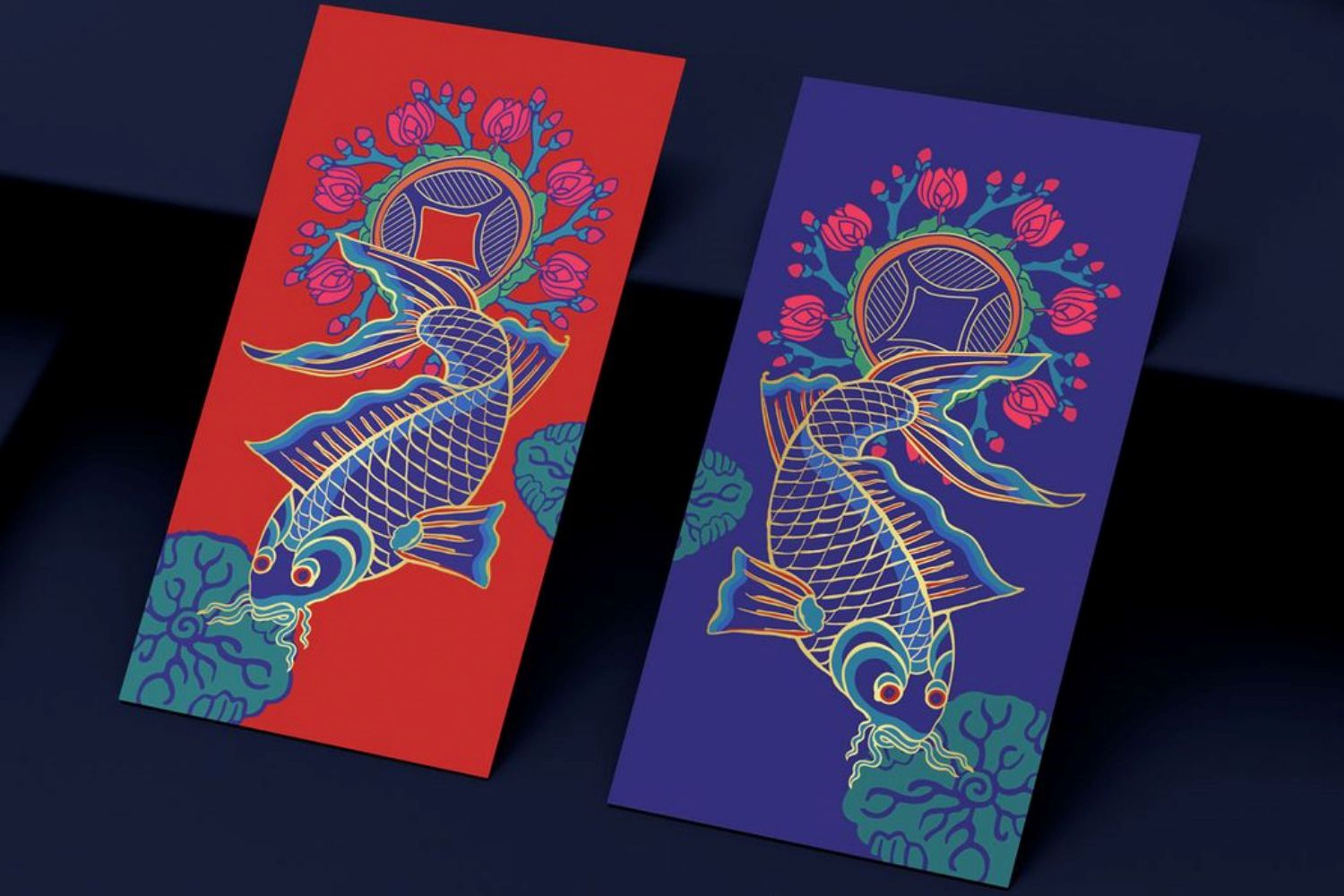 Họa tiết dân gian Việt Nam được họa sĩ Trịnh Thu Trang áp dụng vào bao lì xì năm mới. Ảnh: Nhân vật cung cấp