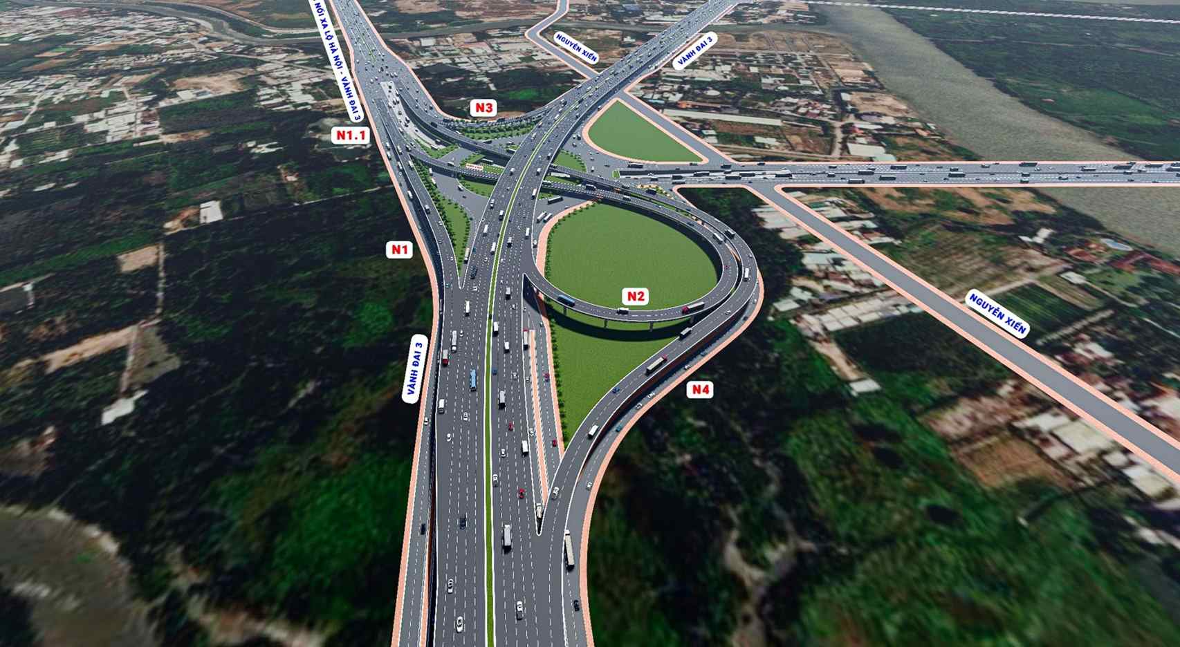 Phối cảnh nút giao Gò Công trên Vành đai 3 TPHCM. Ảnh: Sở Xây dựng TPHCM