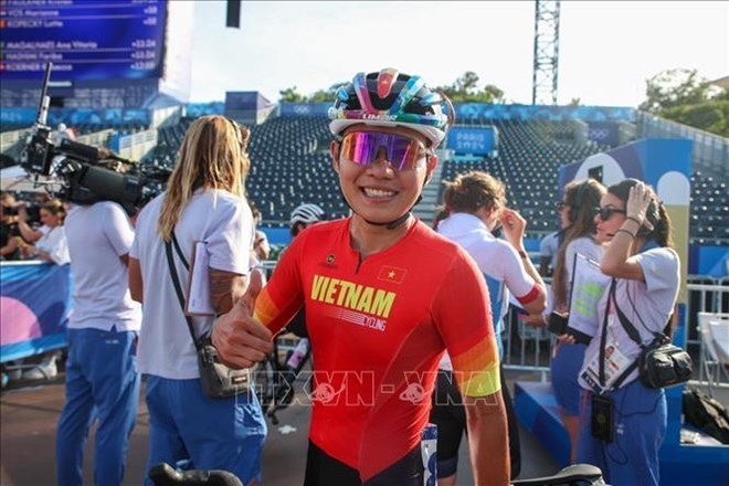 Racer Nguyen Thi That. Photo: VNA