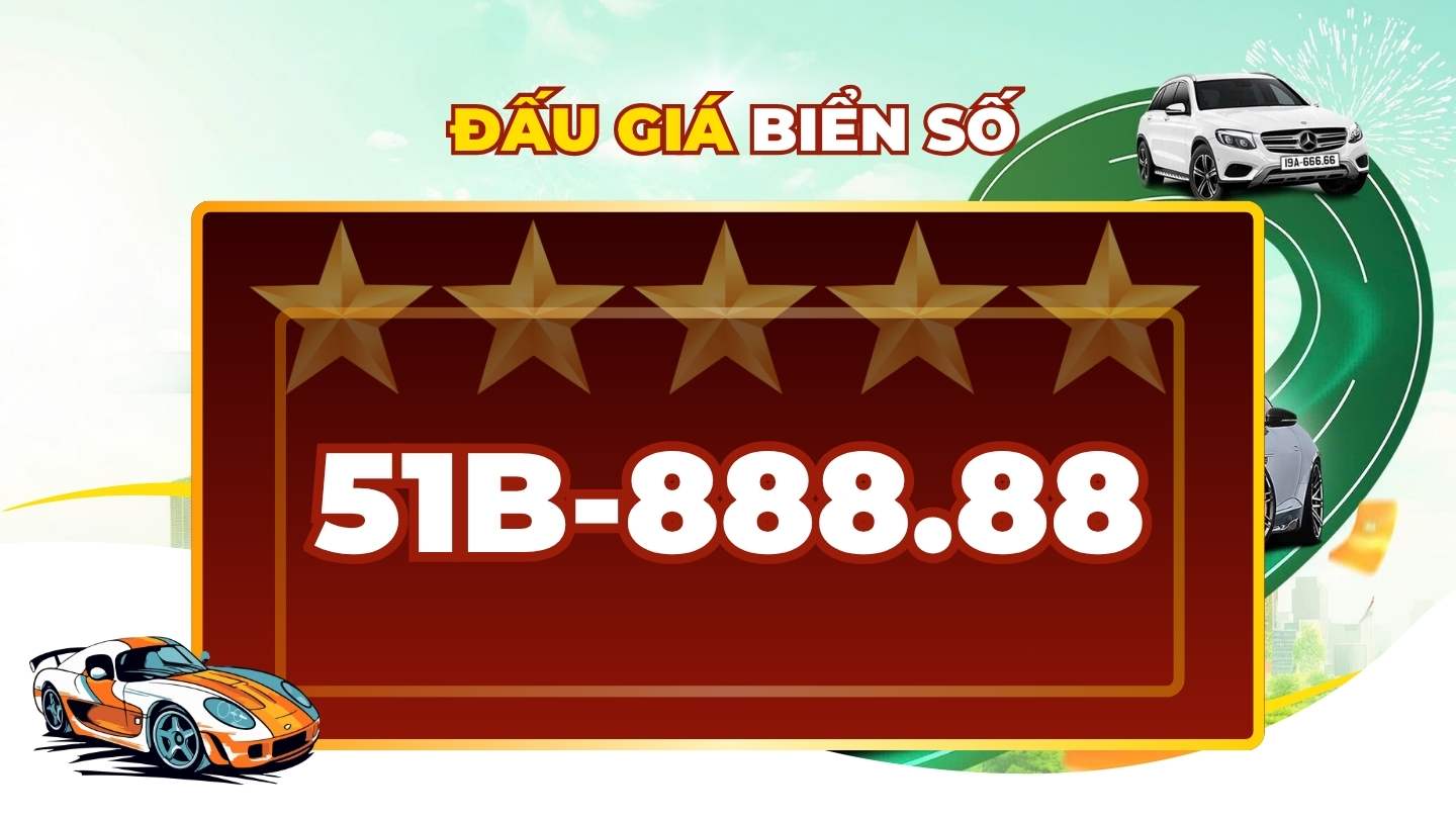 License plate 51B-888. 88 officially available in the auction session on April 3rd