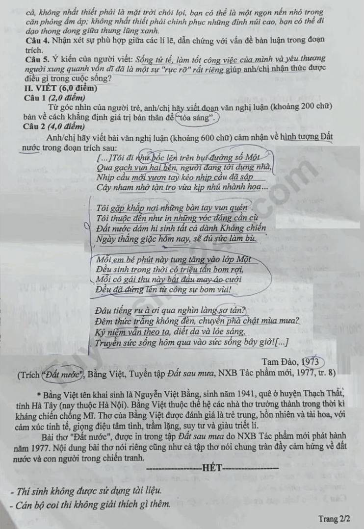 Đề thi thử tốt nghiệp THPT 2026 môn Ngữ văn - Sở GDĐT Quảng Trị. Ảnh: Tuyensinh247