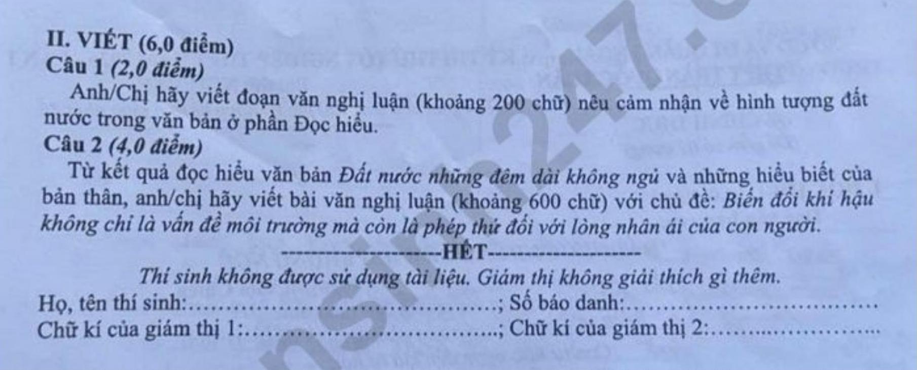 Đề thi thử tốt nghiệp THPT 2026 lần 1 môn Văn - THPT Trần Quốc Tuấn. Ảnh: Tuyensinh247  