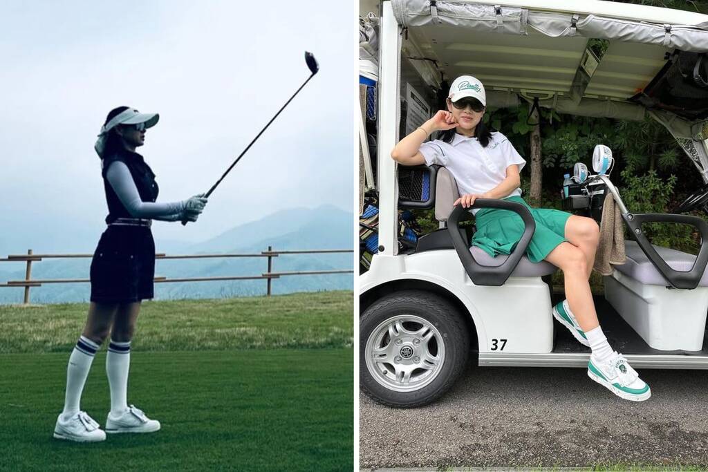 Son Ye Jin thường xuyên cùng chồng đi chơi golf trong thời gian tạm dừng diễn xuất để chăm con. Ảnh: Lotte