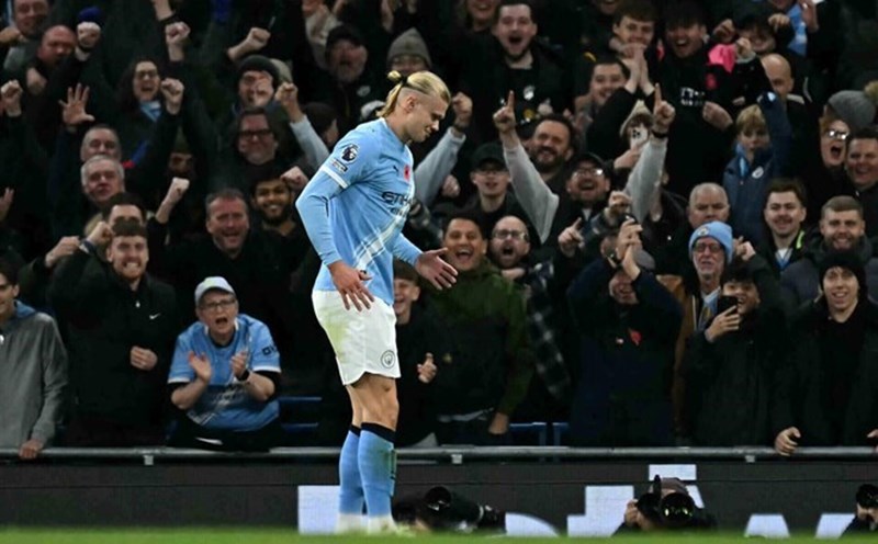 Erling Haaland sẽ là át chủ bài của Man City ở chặng còn lại. Ảnh: AFP