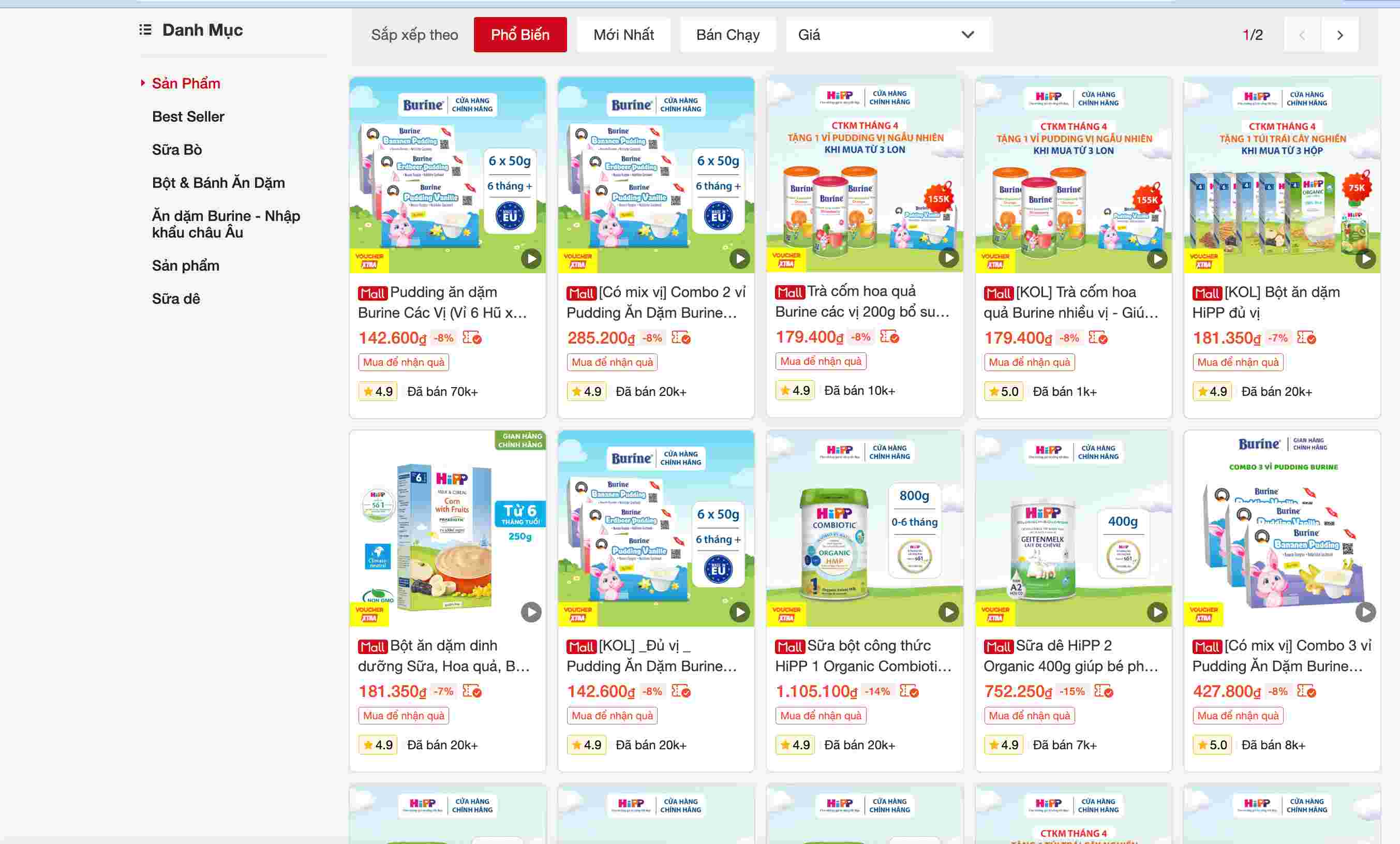 Các dòng sản phẩm khác của HiPP vẫn bày bán. Ảnh: Hà Lê