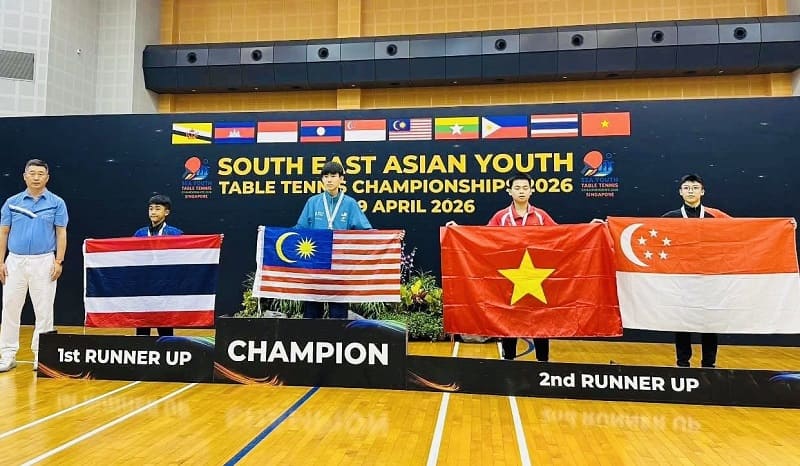 Vietnamese table tennis has a bronze medal for the U15 men's individual team at the tournament. Photo: Singapore Table Tennis Federation.