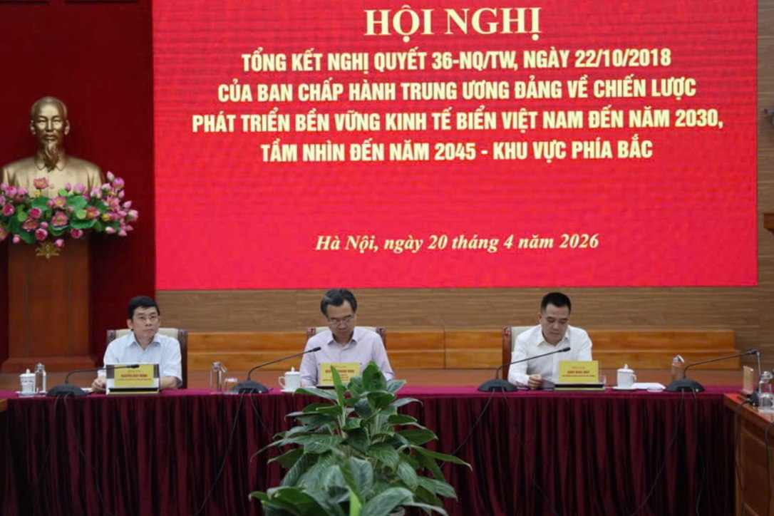 Hội nghị Tổng kết Nghị quyết 36-NQ/TW về chiến lược phát triển bền vững kinh tế biển Việt Nam đến năm 2030, tầm nhìn đến năm 2045 - Khu vực phía Bắc. Ảnh: Ban CSCLTW