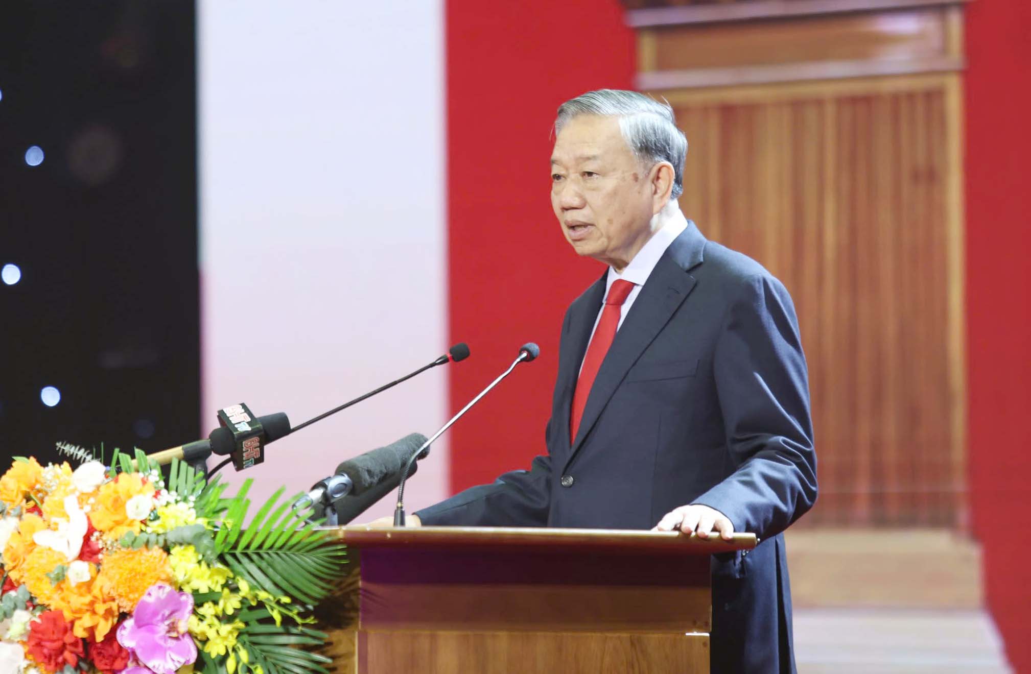 General Secretary and President To Lam speaks at the 120th anniversary of the birth of General Secretary Ha Huy Tap. Photo: Tran Tuan