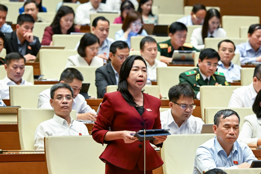 Đại biểu Lý Tiết Hạnh phát biểu. Ảnh: Phạm Đông