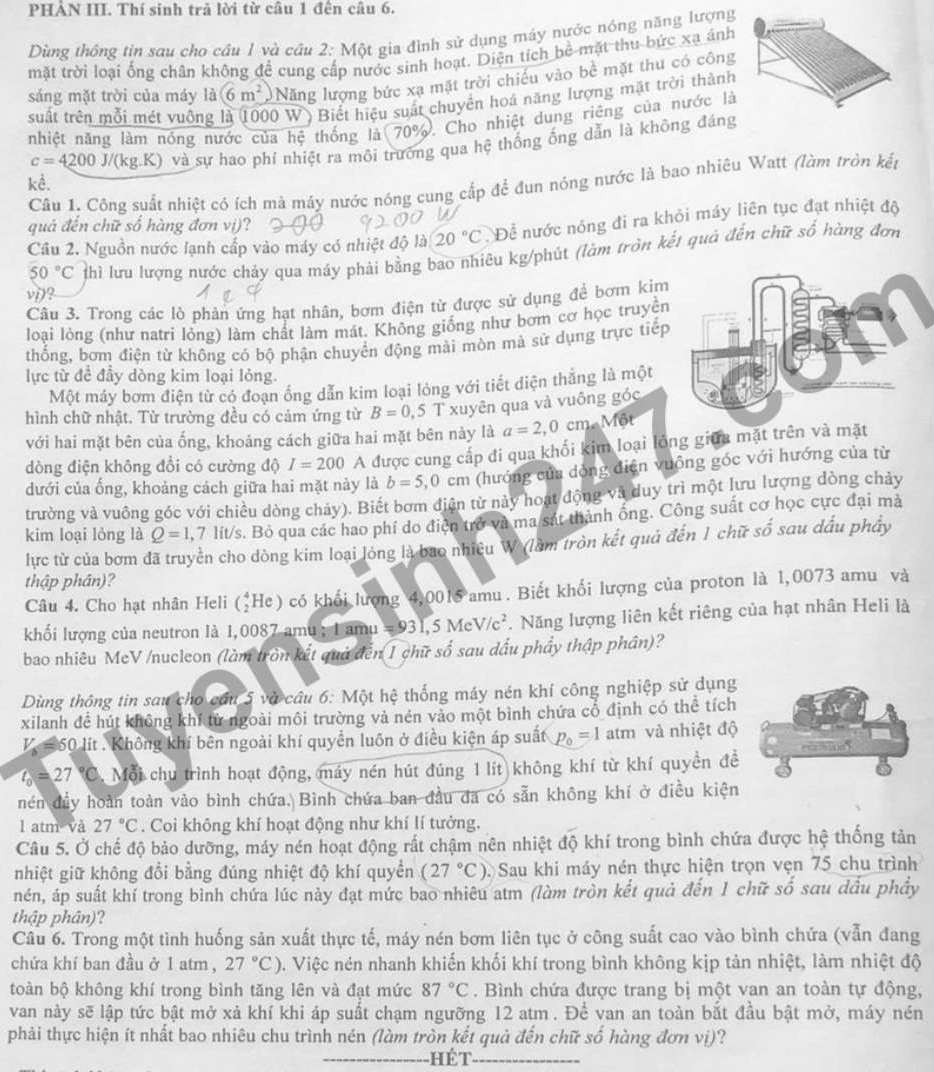 Đề thi thử tốt nghiệp THPT môn Vật lí năm 2026 - Sở GDĐT Hà Tĩnh. Ảnh: Tuyensinh247  