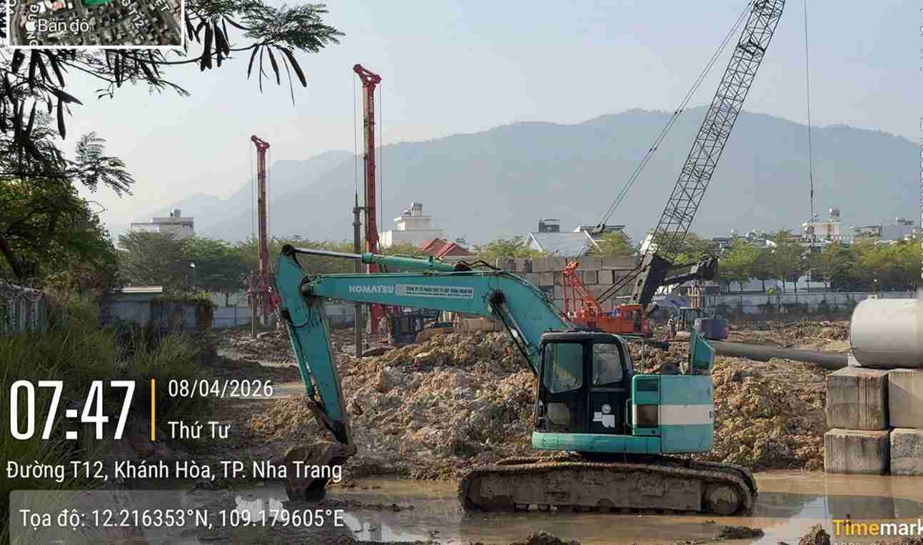 Images of the construction of the CT-02 social housing project just being reminded by functional agencies for causing noise during construction. Photo: Nam Nha Trang Economic Department.