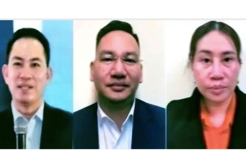 Các bị can trong vụ án Vũ Đức Tĩnh cùng dàn lãnh đạo Công ty Bankland dùng thủ đoạn khuyến mại, tặng quà để lừa đảo. Ảnh: Công an Hà Nội