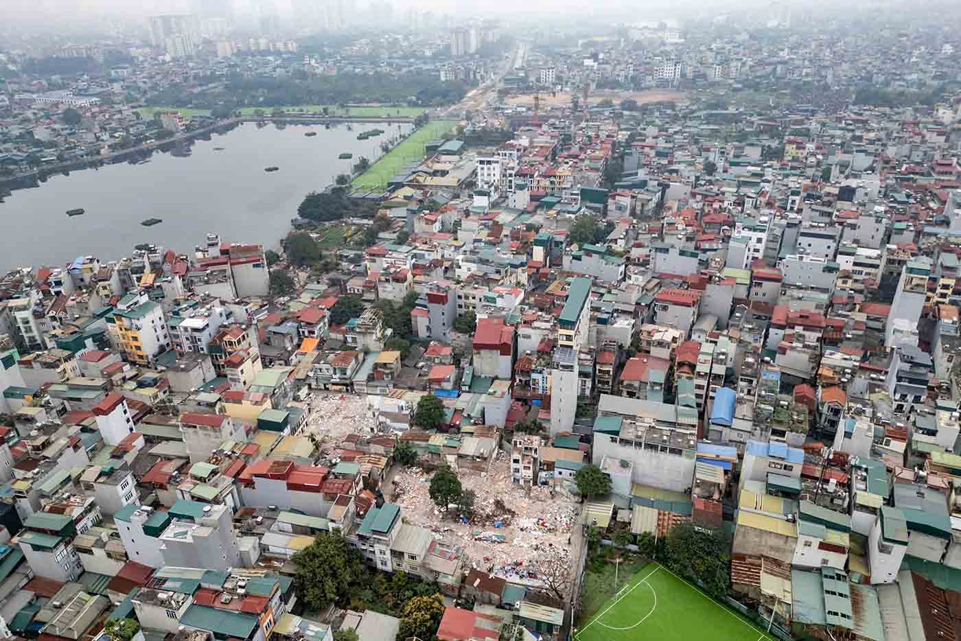 Điểm cuối dự án tại khu vực Đầm Hồng. Ảnh: Sóng Hữu 