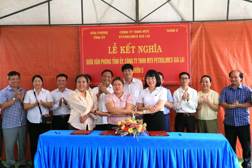 Petrolimex Gia Lai and the Gia Lai Provincial Party Committee Office twinned with the people of Village 5, Po To commune. Photo: Thanh Tuan