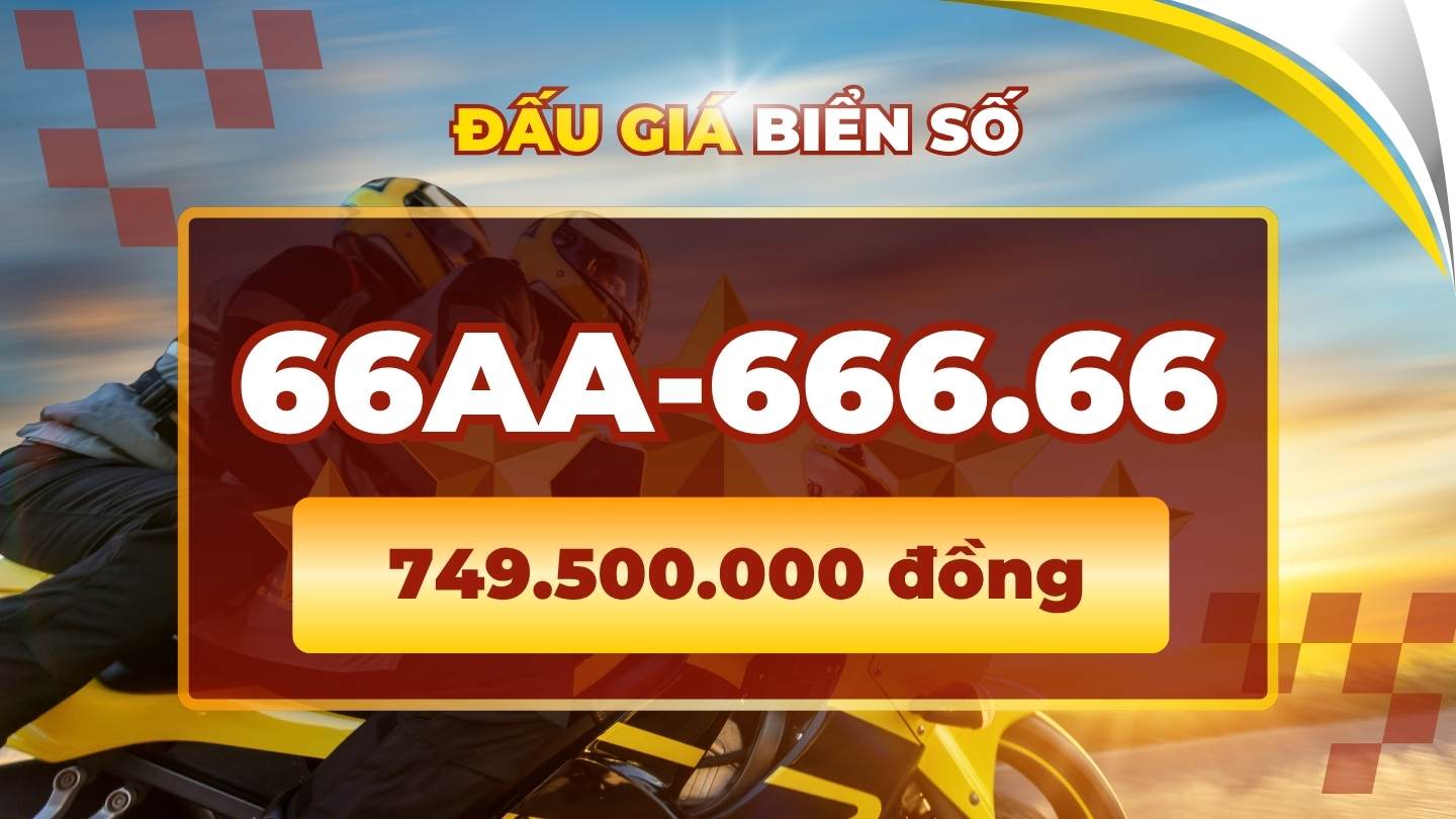 Motorbike license plate 66AA-666. 66 has a high price in the auction on April 21