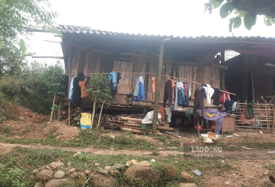 Căn nhà tạm vừa dựng lên của gia đình nữ sinh Tống Thuỳ Dân. Ảnh: Kim Tuyến