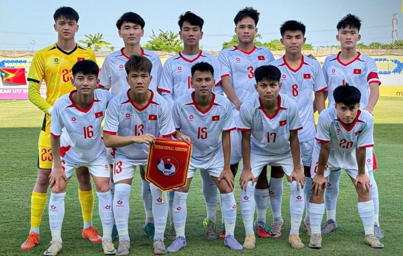 Le Vietnam U17 rencontre l'Australie U17 en demi-finale de l'Asie du Sud-Est U17 2026. Photo: VFF