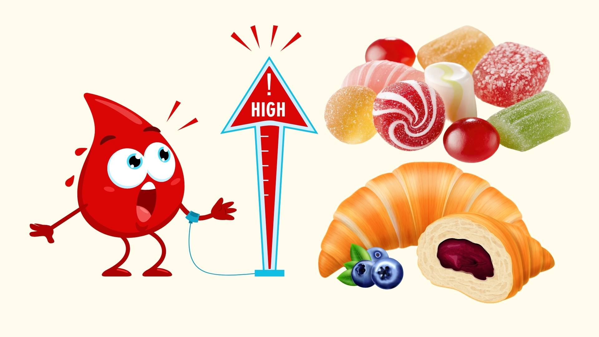 Time to eat sweets to avoid high blood sugar. Graphics: Linh Dan