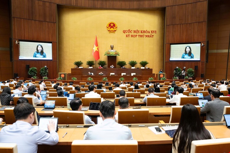 Phiên thảo luận sáng 22.4 của Quốc hội. Ảnh: Media Quốc hội