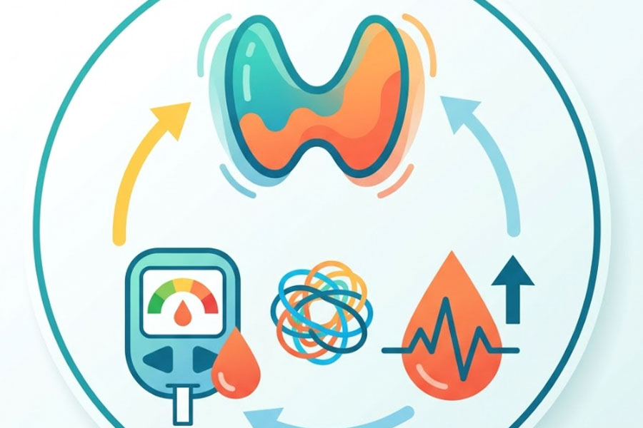 How thyroid disorders affect blood sugar control. Graphics: Thien Nhan