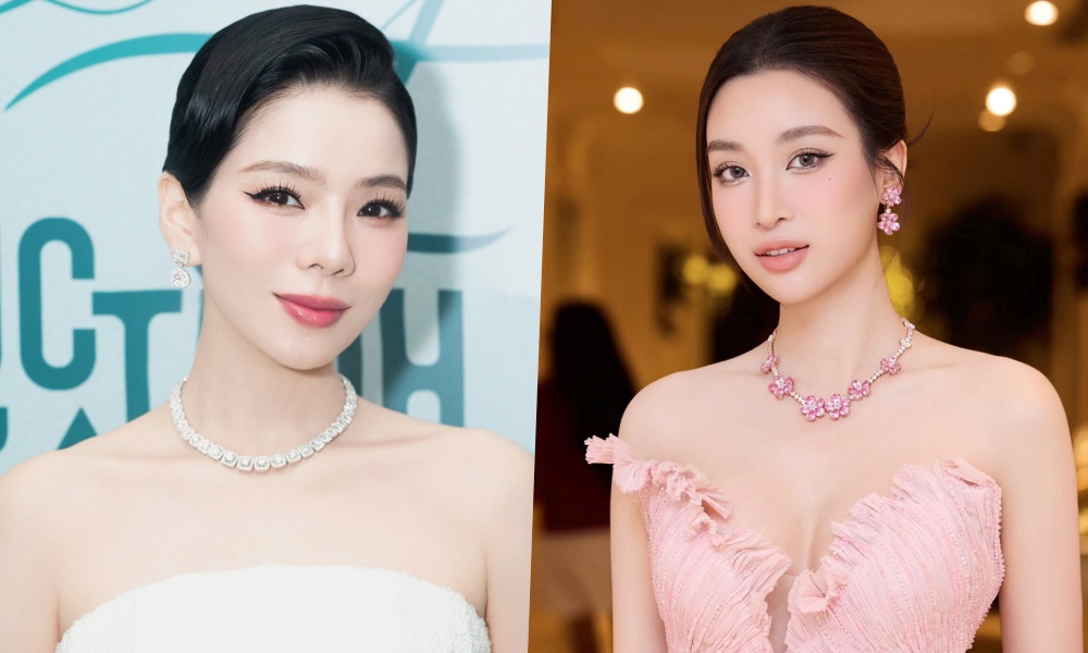 Singer Le Quyen and Miss Do My Linh. Photo: NVCC