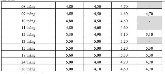 Biểu lãi suất tiết kiệm online của HDBank. Ảnh: HDBank  