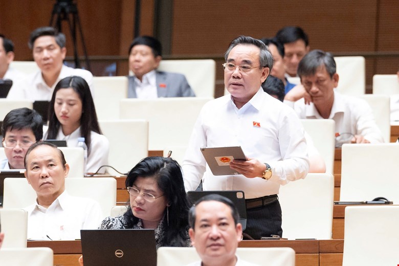 Đại biểu Lê Hữu Trí phát biểu. Ảnh: Media Quốc hội