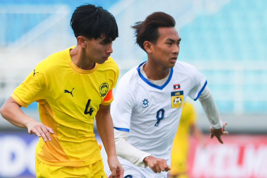 U-17ラオスとU-17マレーシアがU-17東南アジア選手権2026決勝進出を争う。写真:LFF/FAM