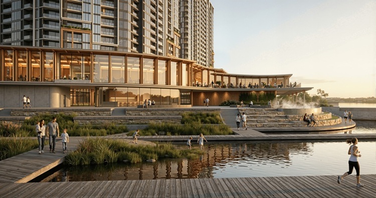 Mạch nguồn khoáng nóng tự nhiên dẫn trực tiếp vào nội khu thiết lập chuẩn mực sống Wellness đúng nghĩa. Ảnh: Sun Property