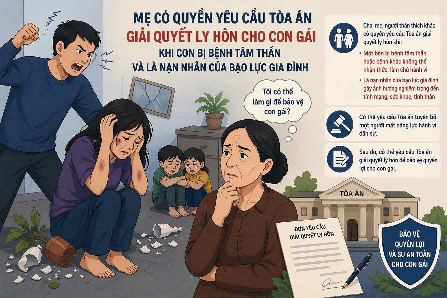 According to the lawyer, parents have the full right to request the Court to resolve the divorce if they meet the conditions according to legal regulations. Photo: AI/Pham Ngoc