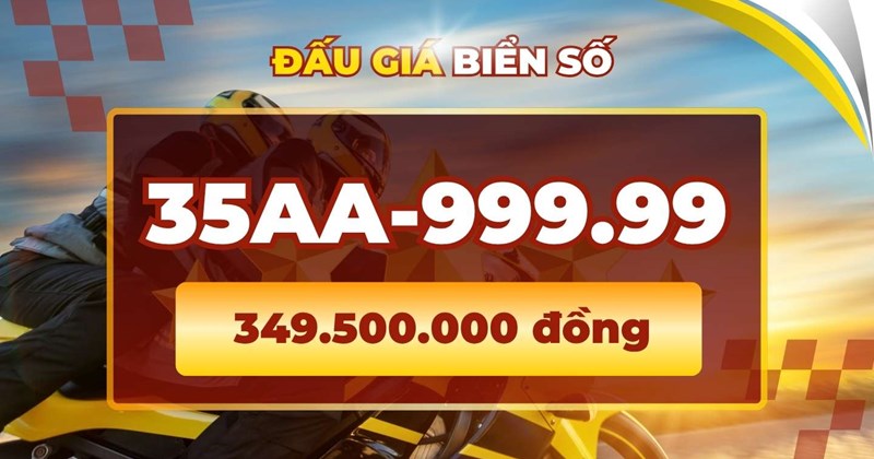 Biển số xe 35AA-999.99 trúng đấu giá cao ngày 22/4