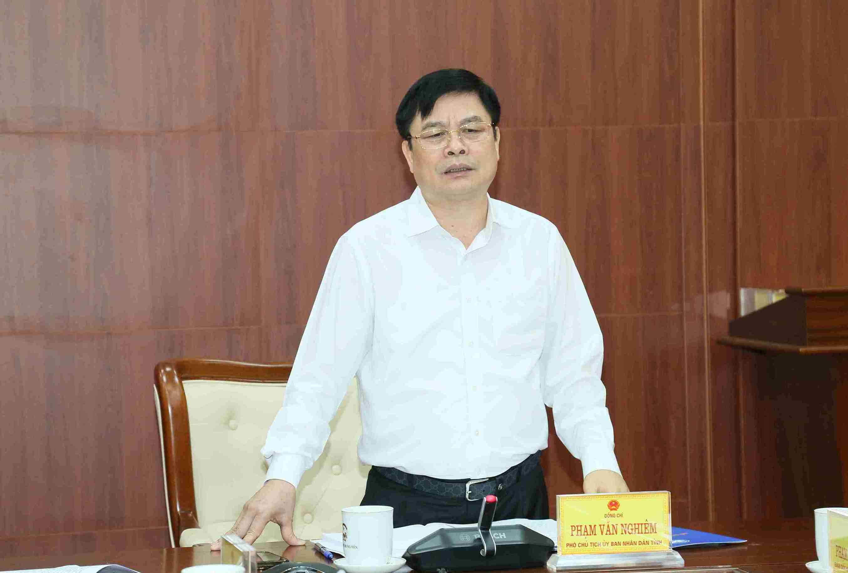 Phó Chủ tịch UBND tỉnh Phạm Văn Nghiêm phát biểu tại cuộc họp. Ảnh: Tất Đạt