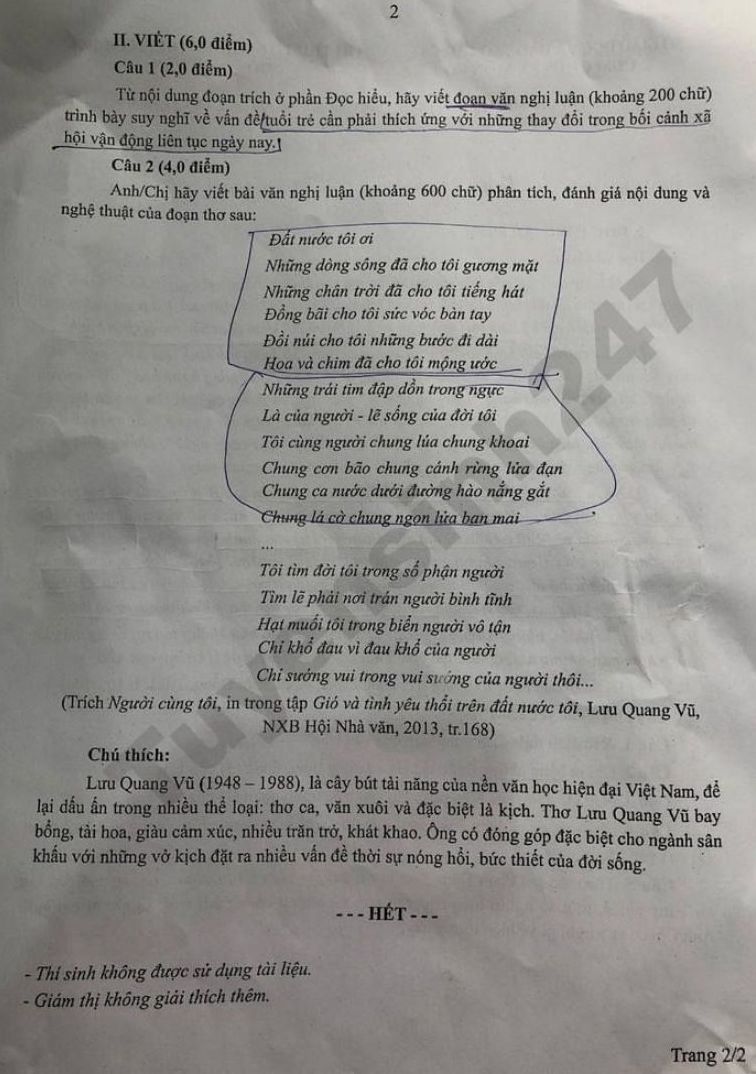 Đề thi thử tốt nghiệp THPT 2026 môn Văn - Cụm chuyên môn số 1 Lào Cai. Ảnh: Tuyensinh247