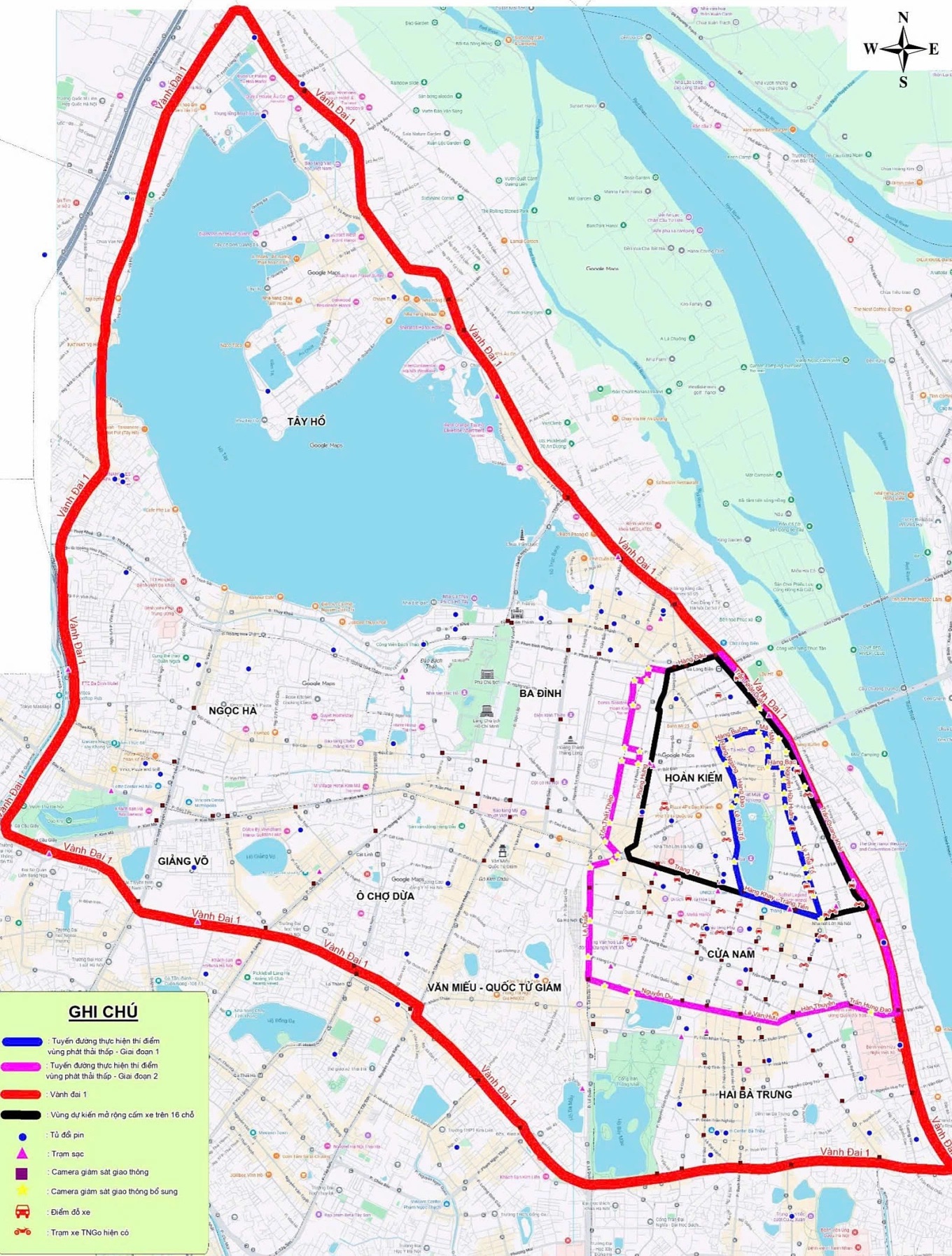 Các giai đoạn tiếp theo dự kiến thực hiện vùng phát thải thấp trong vành đai 1. Nguồn: Dự thảo đề án