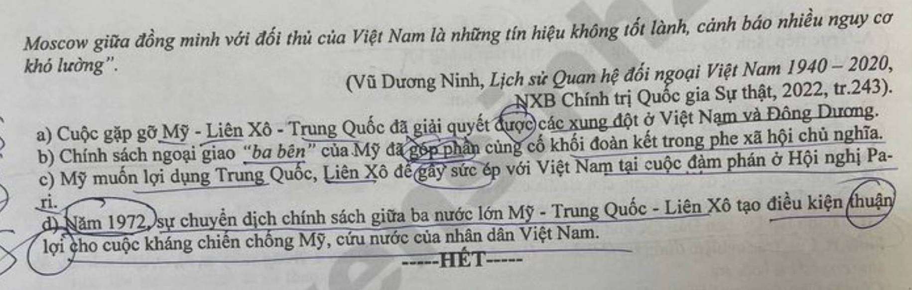 Đề kiểm tra cuối học kì 2 năm 2026 lớp 12 môn Sử - Sở GDĐT Bắc Ninh. Ảnh: Tuyensinh247  
