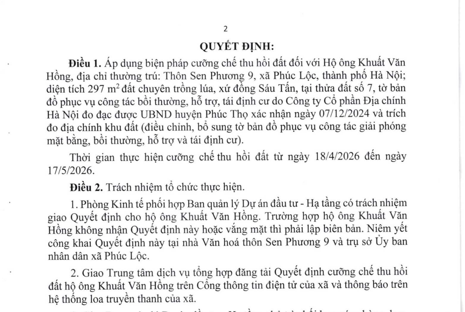 Enforced land recovery to implement auction projects in Hanoi. Photo: Anh Tuan