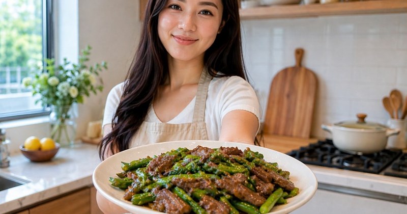 Thịt bò xào măng tây giòn tan, đủ chất cho bữa tối nhẹ nhàng