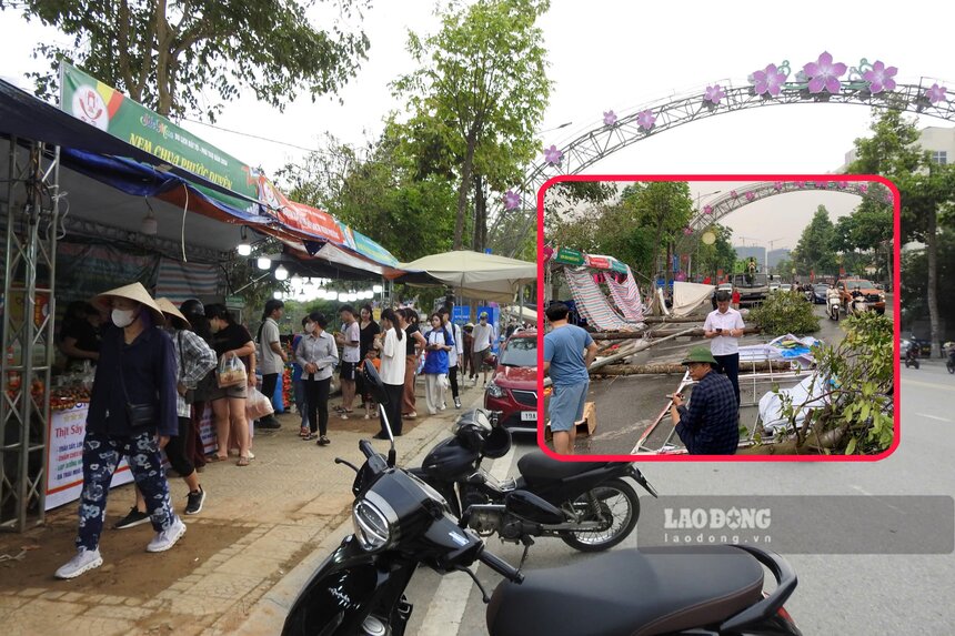 Food stalls collapsed due to the impact of thunderstorms have been rebuilt. Photo: To Cong