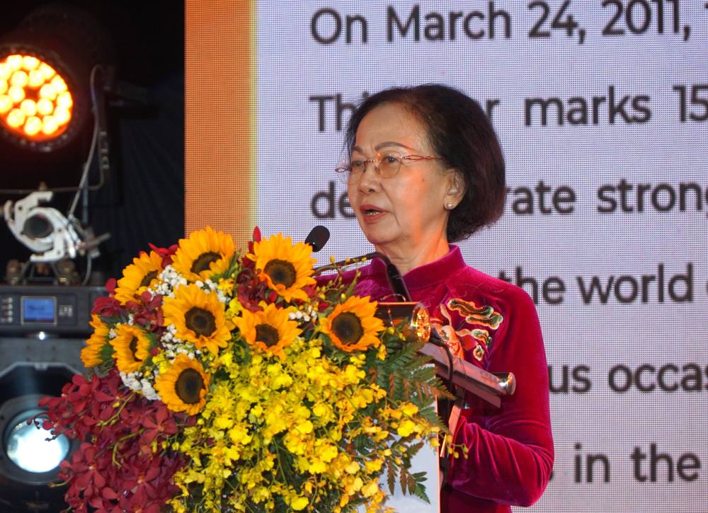 Bà.. phát biểu tại lễ khai mạc. Ảnh: Thanh Chân