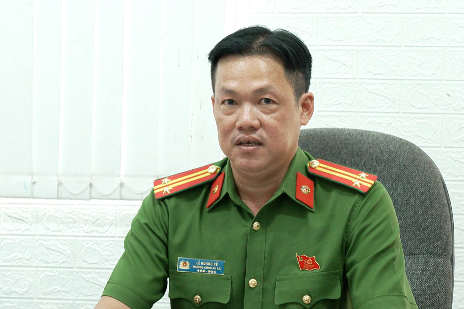 Trung tá Lê Hoàng Kế - Trưởng Công an xã An Thạnh (TP Cần Thơ) . Ảnh: Tạ Quang