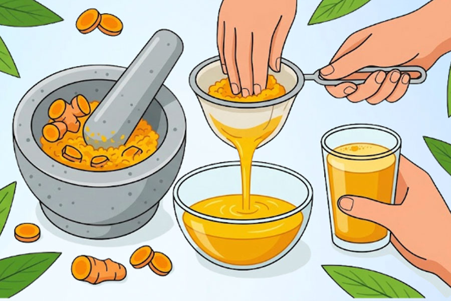 Benefits of pounding fresh turmeric for drinking water