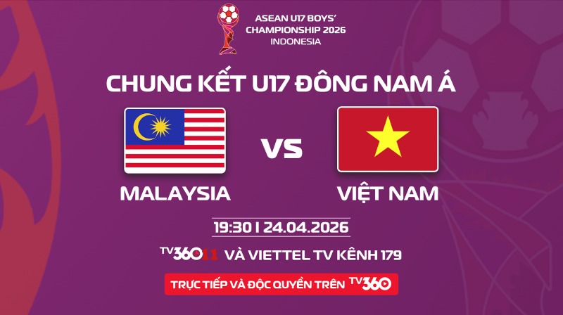 U17 Vietnam meets U17 Malaysia in the U17 Southeast Asian final 2026. Photo: TV360