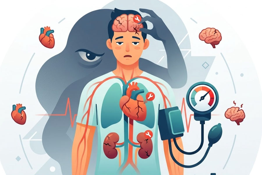 High blood pressure can silently cause body damage if not controlled. Graphics: Thien Nhan