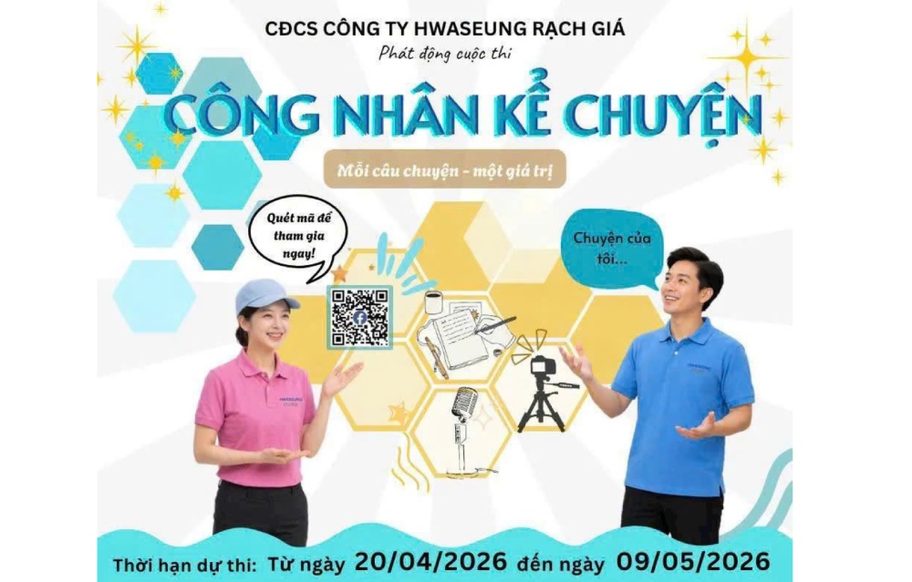 The "Workers Tell Stories" contest attracted the attention and participation of union members and workers of Hwaseung Rach Gia Co., Ltd. Photo: Company Trade Union