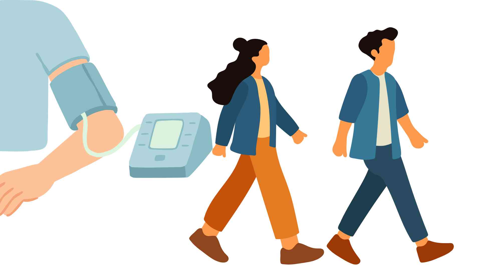 Walking gently for about 10-15 minutes after meals helps stabilize blood pressure. Graphic photo: Huong Son