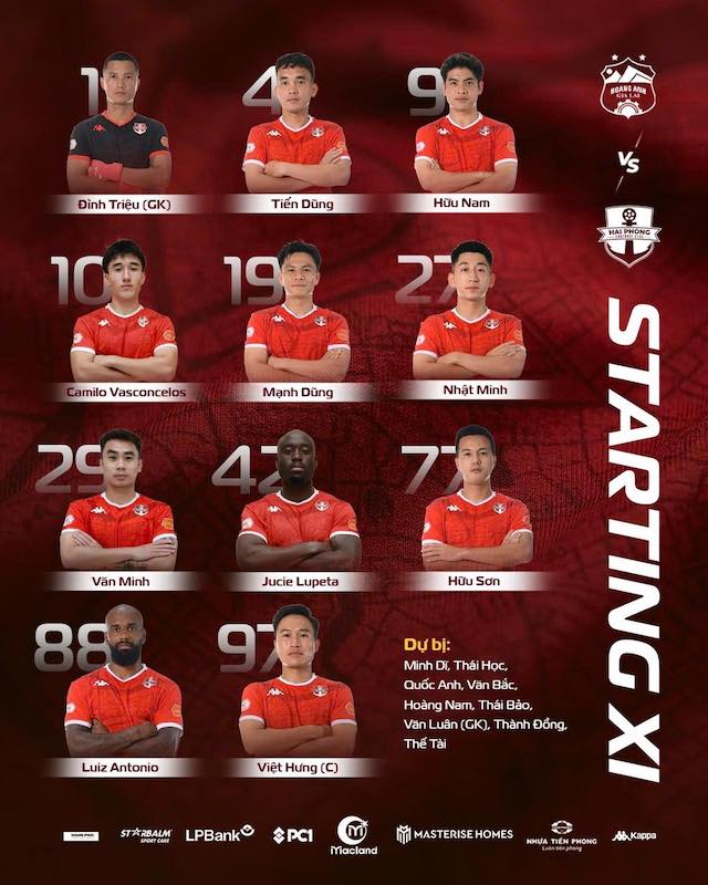 Đội hình ra sân của Hải Phòng. Ảnh: HPFC