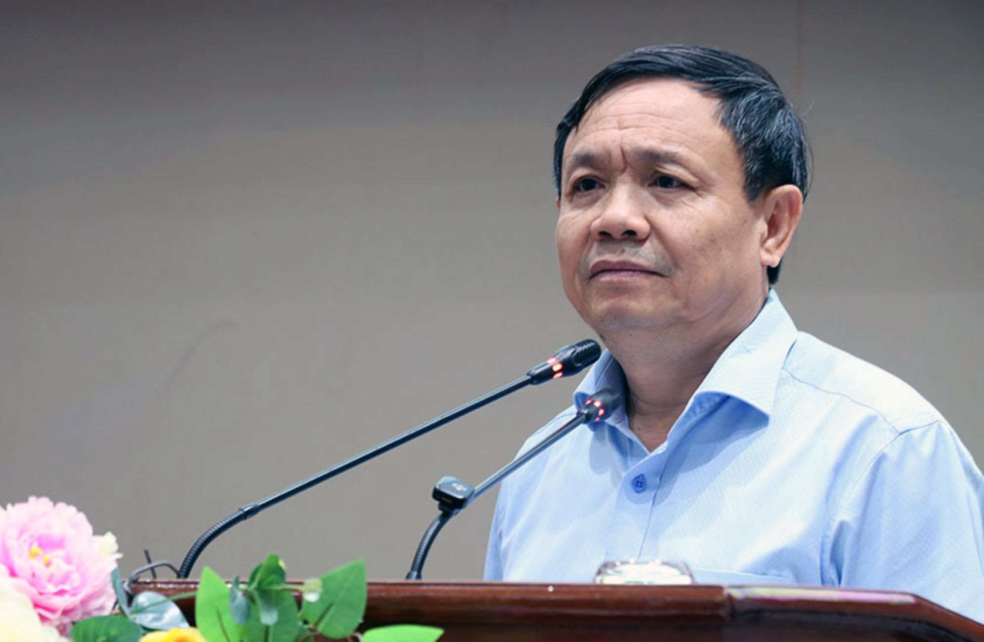 Ông Phan Văn Thắng – Phó Bí thư Thường trực Tỉnh ủy, Chủ tịch Ủy ban Mặt trận Tổ quốc Việt Nam tỉnh Đồng Tháp phát biểu chỉ đạo hội nghị. Ảnh: Cổng thông tin điện tử tỉnh Đồng Tháp