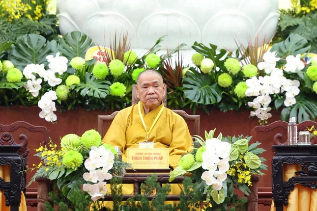 Trưởng lão Hòa thượng Thích Thiện Pháp chứng minh. Ảnh: Ban TT-TT Phật giáo tỉnh Tây Ninh