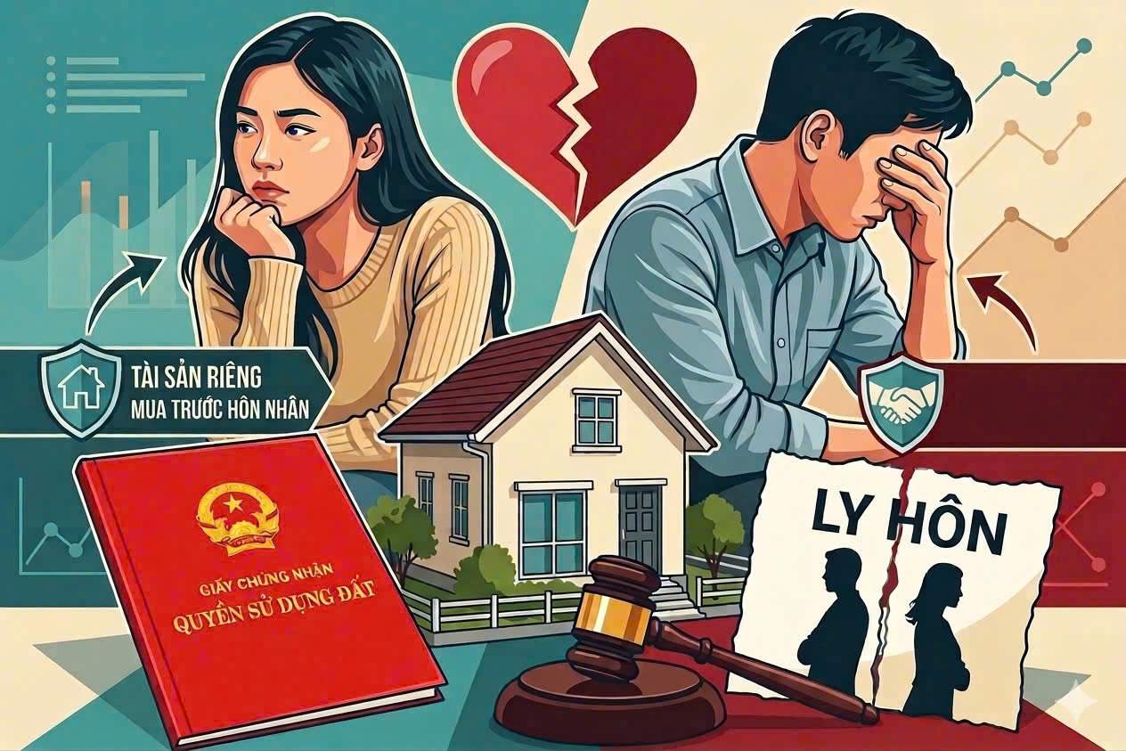 Buying land before marriage, but when going to court for divorce, the husband suddenly demanded to divide it in half. Photo: AI/Pham Ngoc